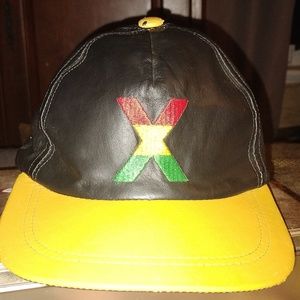 Vintage genuine leather "X" Snapback cap